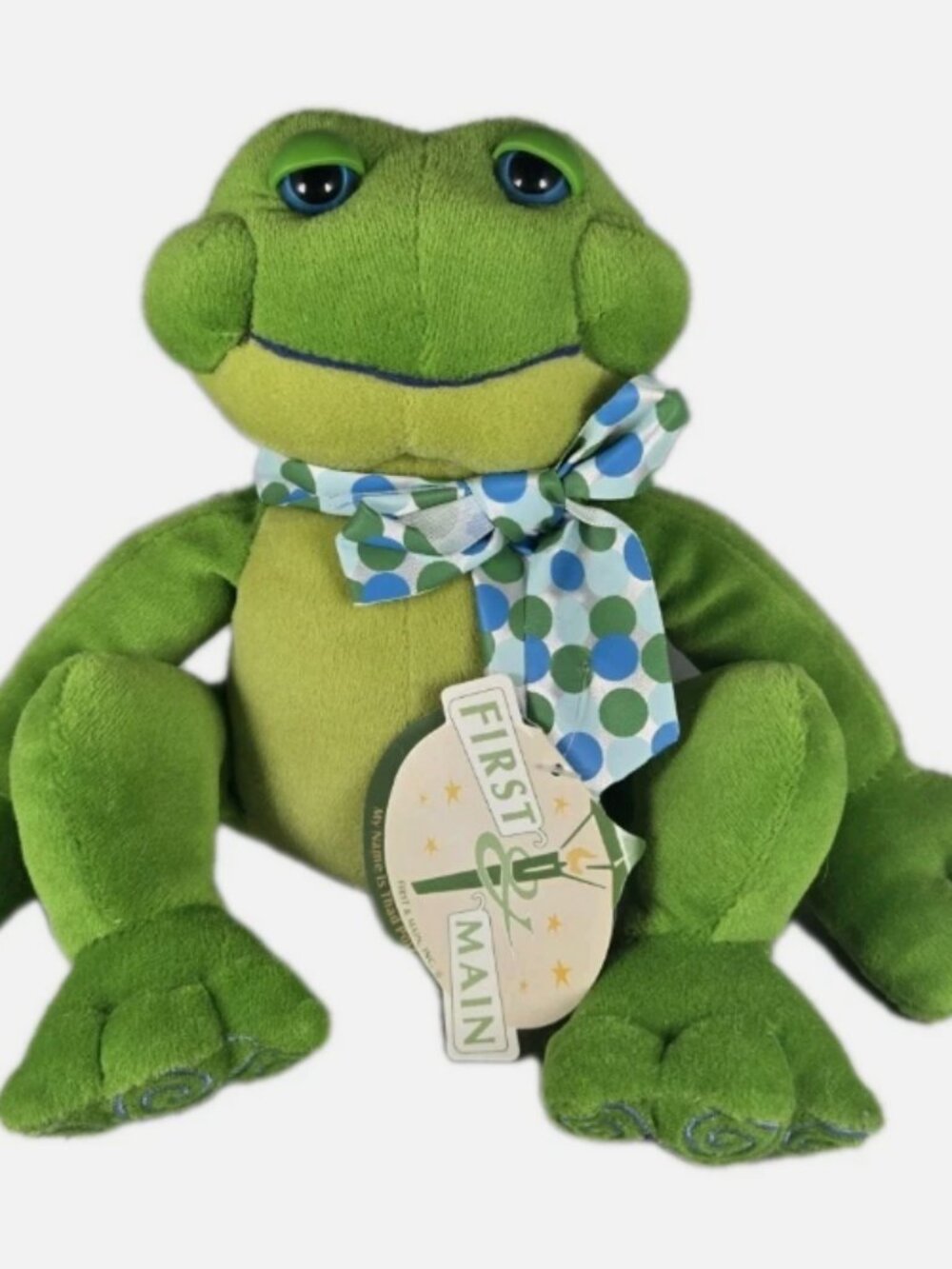 Green Frog Stuffed Animal Plush Rattle Toy First & Main Thad Polz NWT RETIRED
